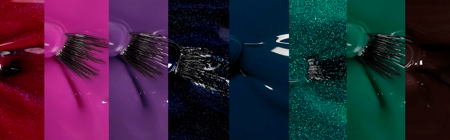 banner dove si vedono diverse texture di smalti di diversi colori