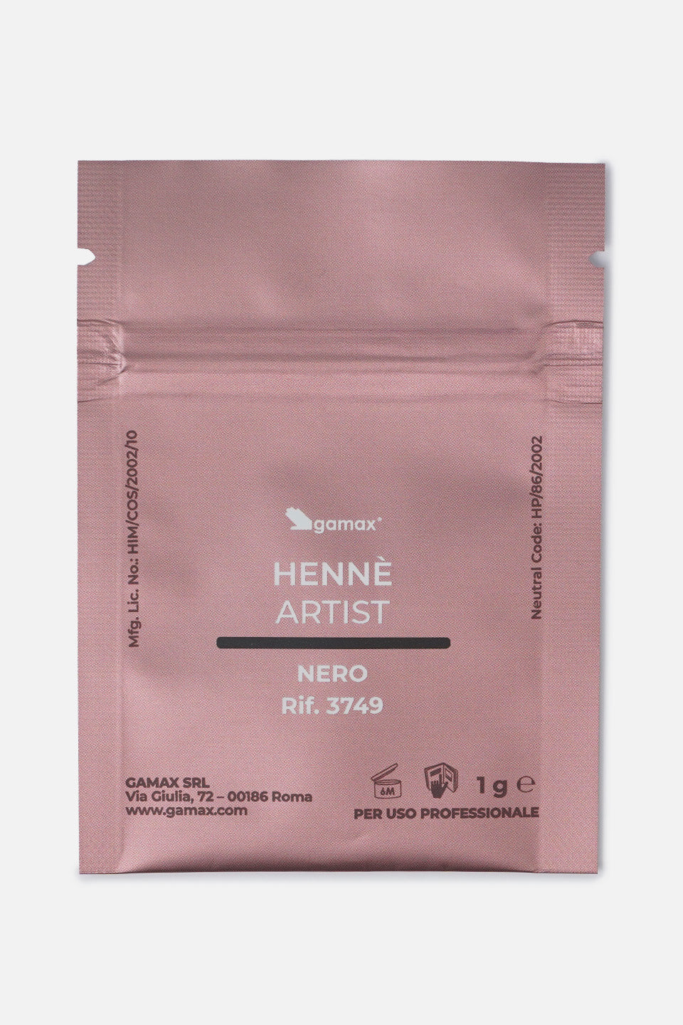 Ricarica hennè per sopracciglia nero Black 1 g - Gamax