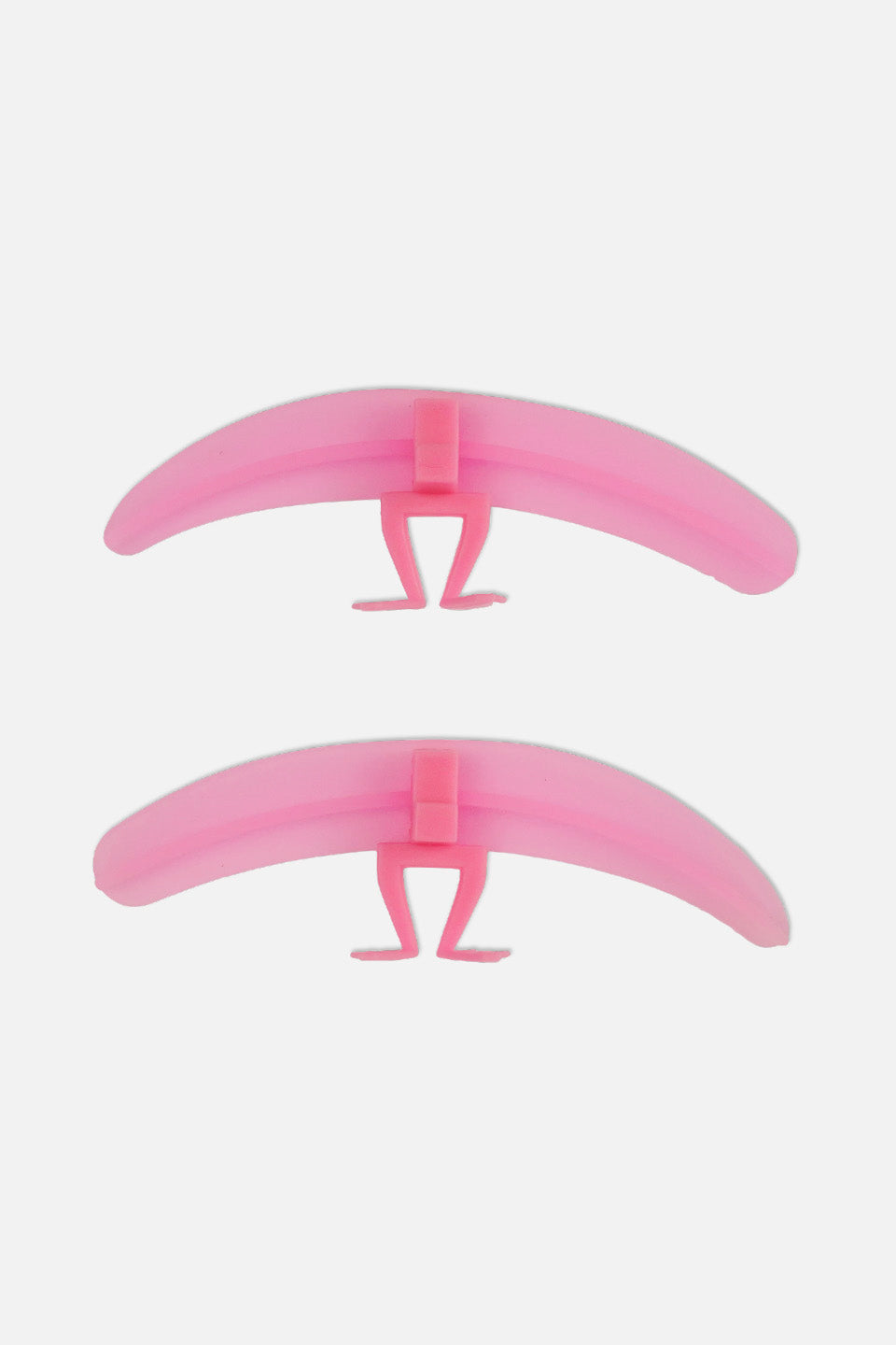 Coppia di compensatori rosa per il trattamento di laminazione ciglia coreana, posizionati in parallelo in senso verticale su sfondo bianco neutro.