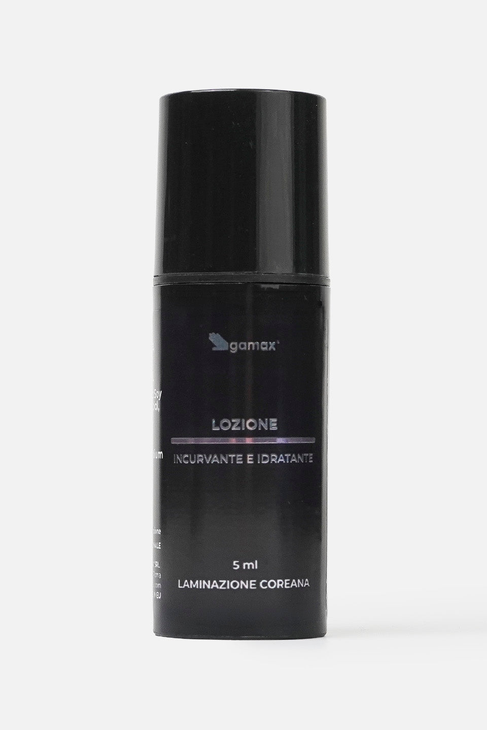 primo piano di un flacone da 5 ml della lozione incurvante e idratante per laminazione coreana