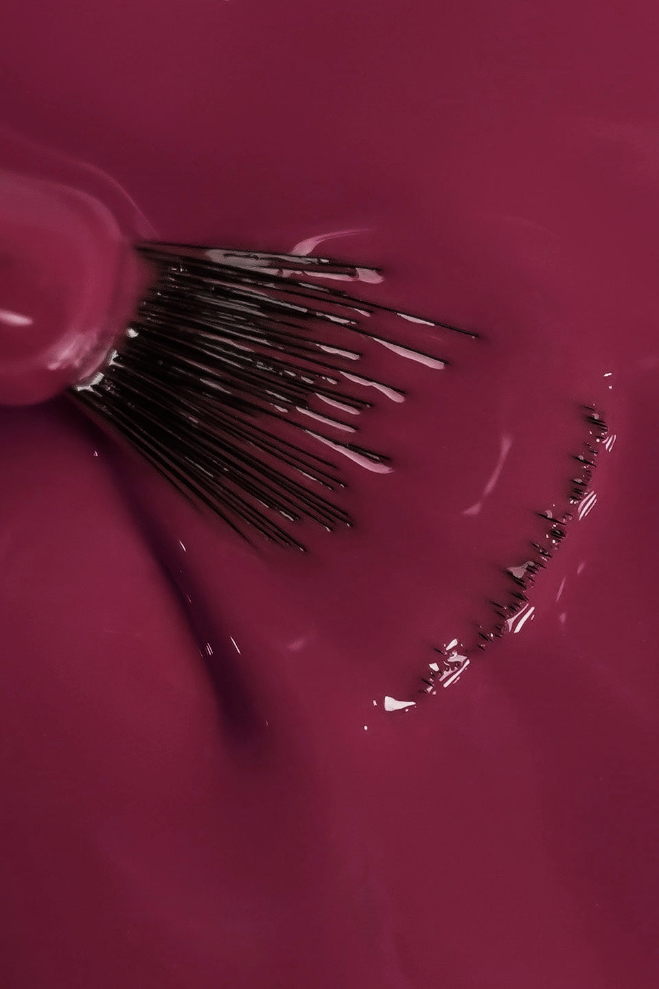 texture di smalto semipermanente rosso porpora con pennello che si intinge nel colore