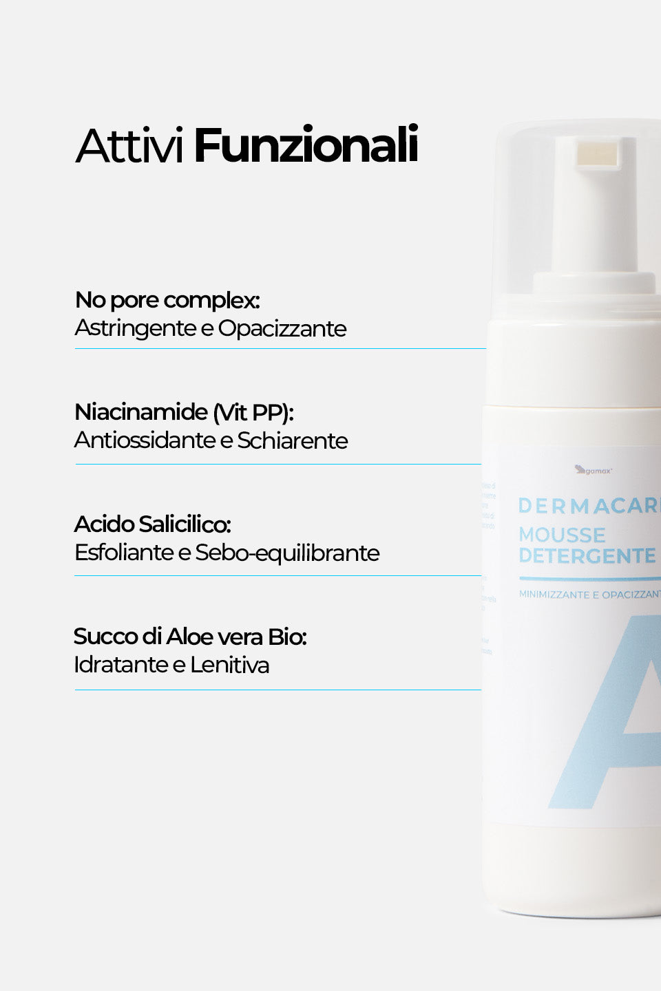 Mousse Detergente - Minimizzante e Opacizzante 150ml - Detergenti e struccanti - Skincare - Gamax