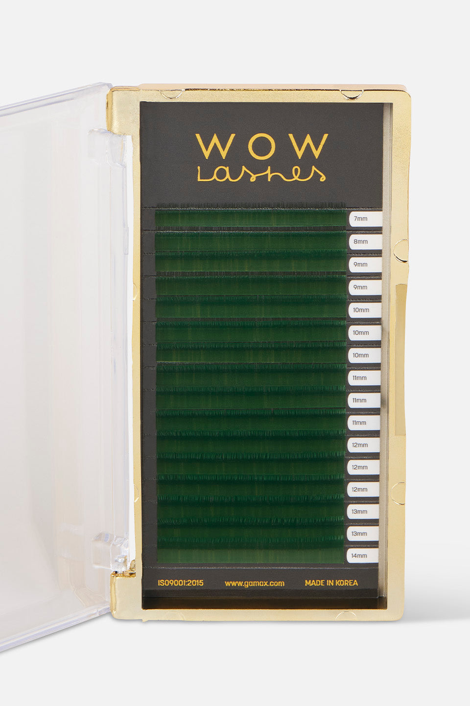 Box extension ciglia colorate Verde Scuro curva C sp. 0,10 mm; lunghezza 7–14 mm Silk - Box extension ciglia - Gamax