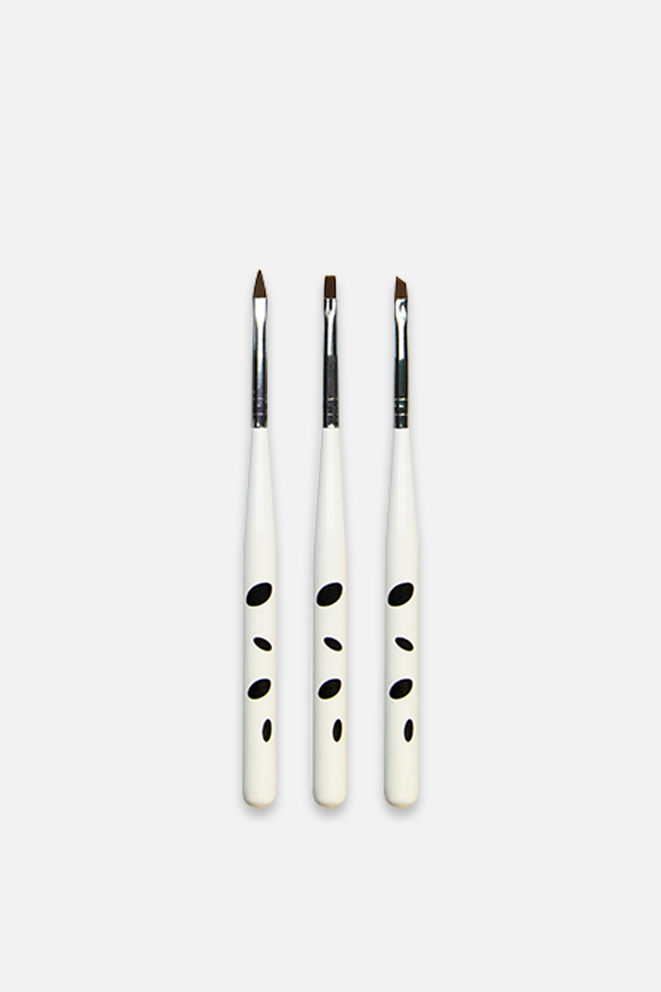 Set 3 pennelli per nail art manico a pois