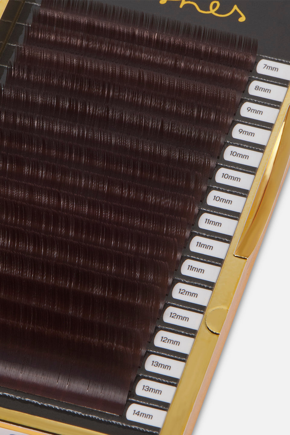 Box extension ciglia colorate Marrone curva C,  spes. 0,10 mm; lunghezza 7–14 mm Mink