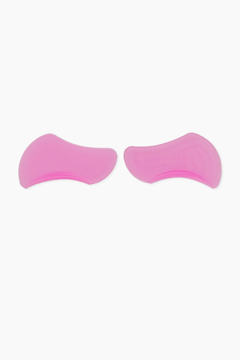 Due bigodini piatti fucsia per laminazione ciglia posizionati orizzontalmente speculari, evidenziando la forma anatomica e flessibile per la palpebra.