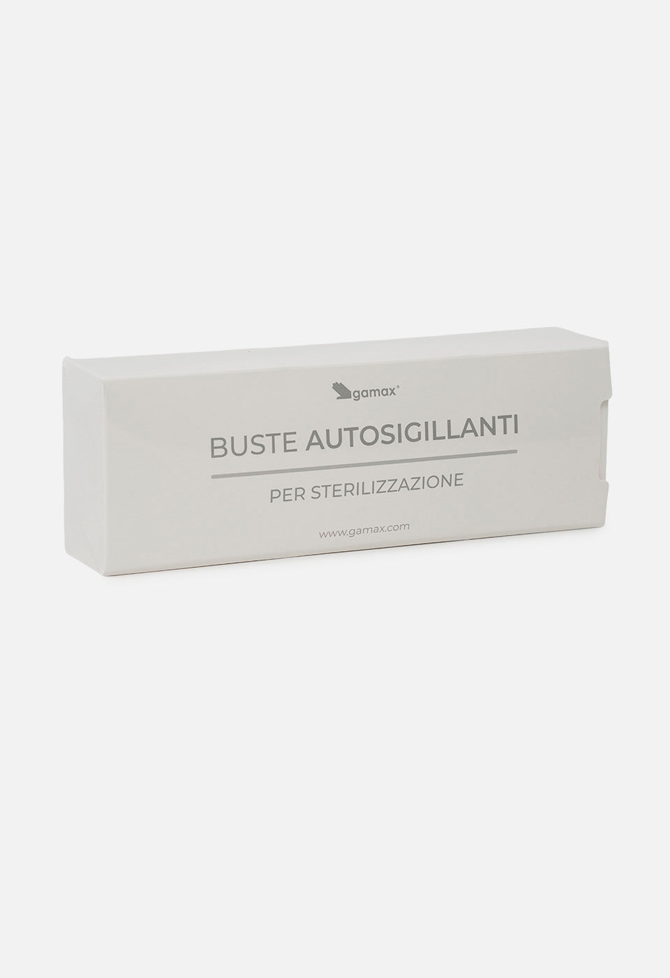 Scatola Gamax “Buste autosigillanti per sterilizzazione”, confezione da 200 pz, vista frontaleScatola Gamax “Buste autosigillanti per sterilizzazione”, confezione da 200 pz, vista frontale