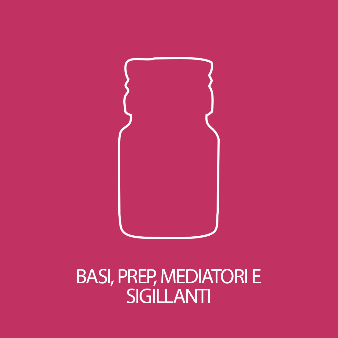 Grafica con sfondo rosa e outline bianco di mediatore di aderenza bonder