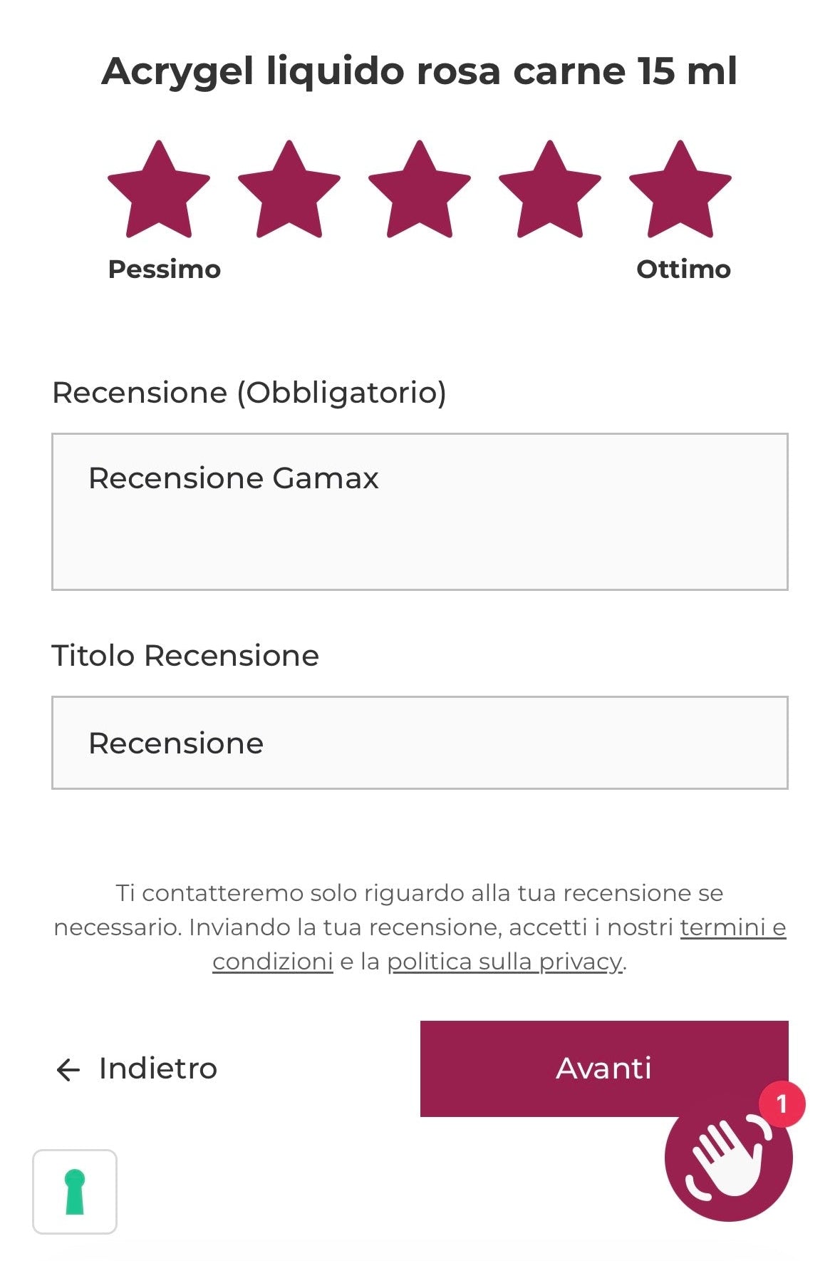 screenshot recensione prodotto gamax