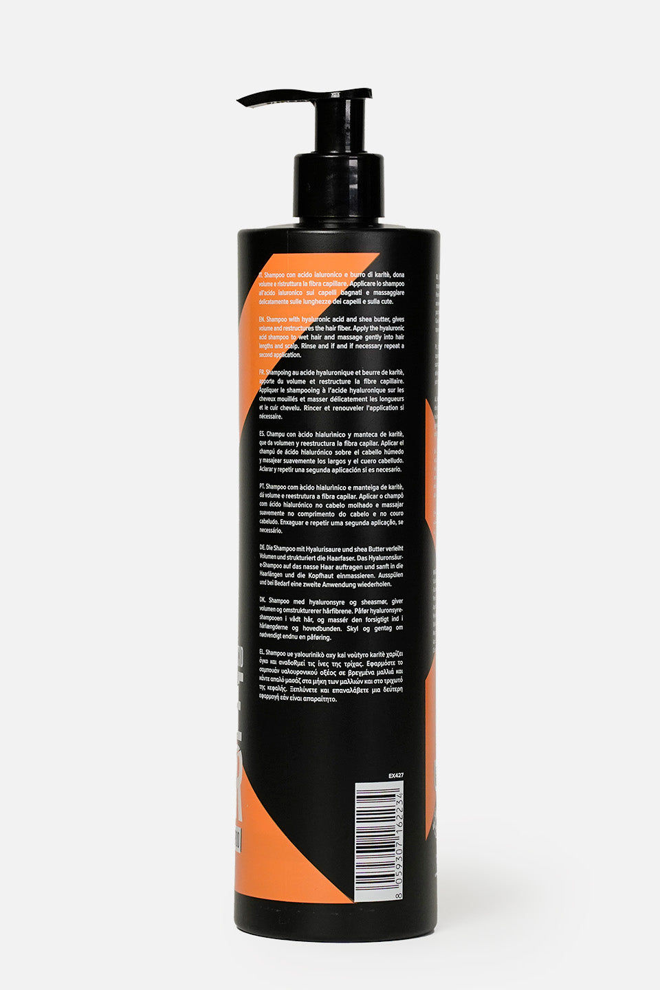 Shampoo per capelli secchi etichetta del prodotto 