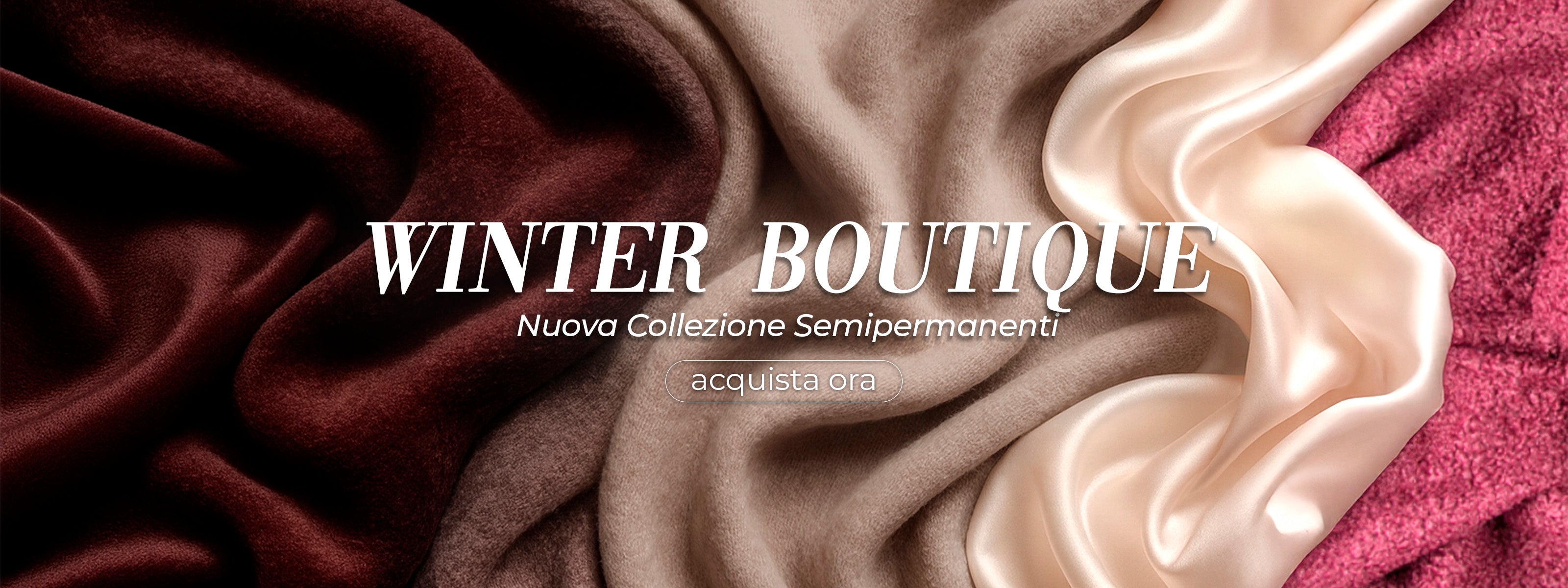 banner con diversi tessuti di diversi colori per nuova collezione smalti semipermanenti gamax