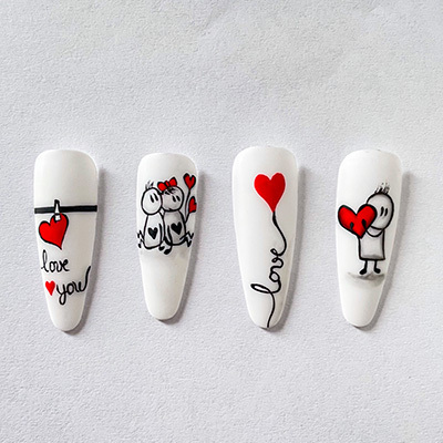 nail art san valentino rosso